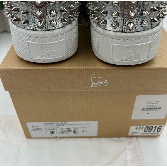 Men's Christian Louboutin spike boat, leather sneakers size 41 made in Italy - Picture 7 of 13